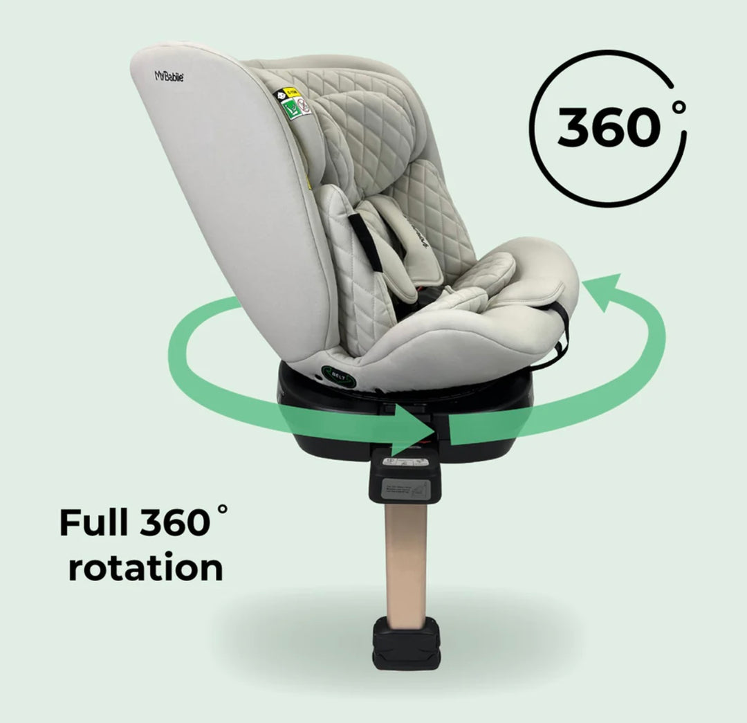 My Babiie MBCSSPIN i-Size (40-150cm) Spin Car Seat - Stone