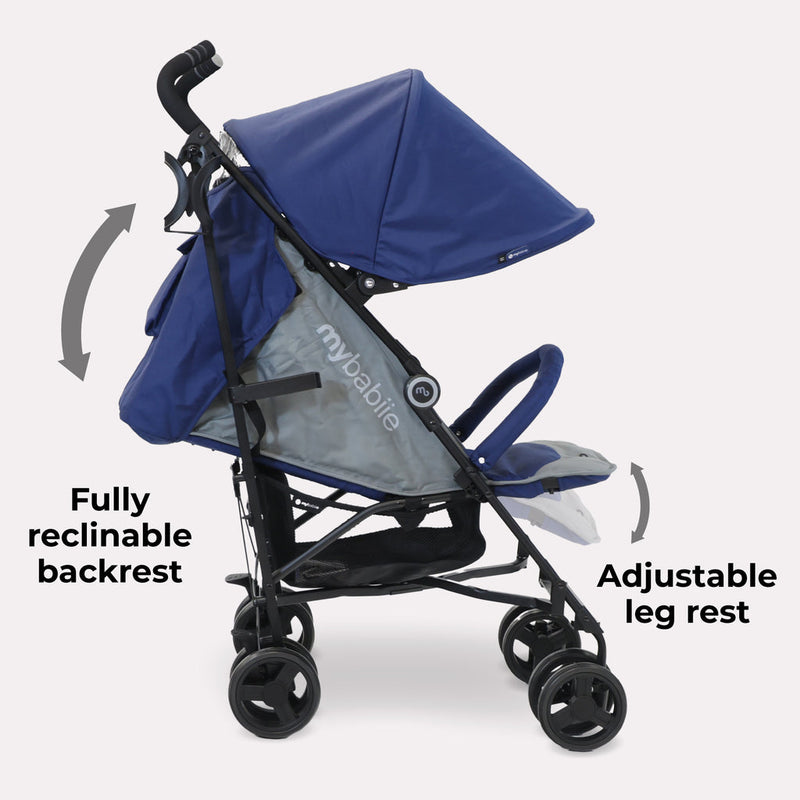 My Babiie MB02 Plus Lightweight Stroller - Blue/Grey