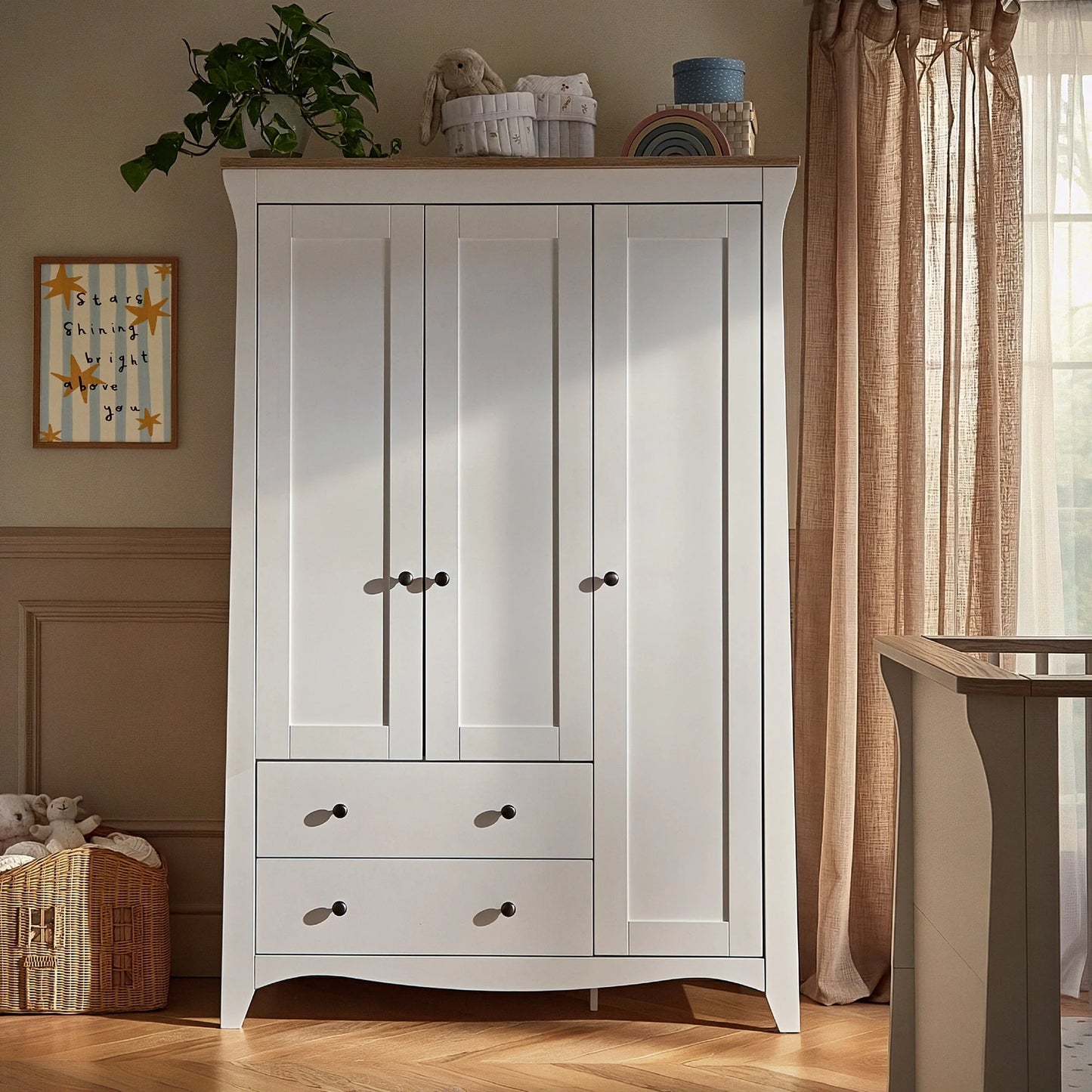 CuddleCo Clara Luxe 3 Piece Furniture Set - White & Ash