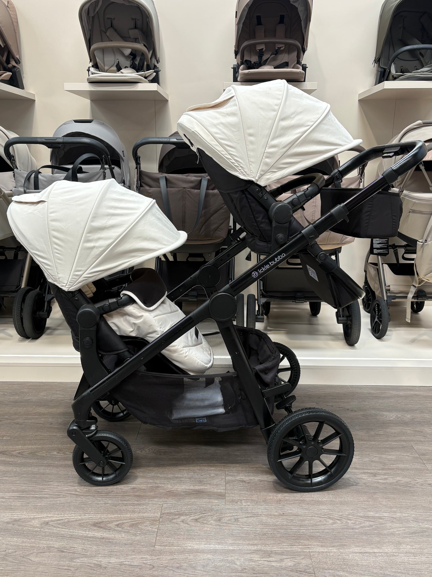 PRE LOVED Ickle Bubba Virgo Double Pushchair Bundle - Stone