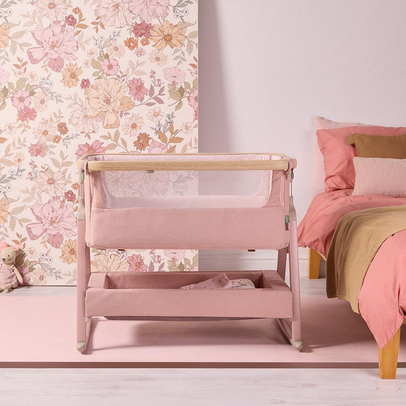 Tutti Bambini Cozee Air 2 Bedside Crib - Drifted Oak/Blush