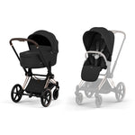Cybex Priam Comfort Pushchair & Foldable Carrycot - Sepia Black/Rose Gold