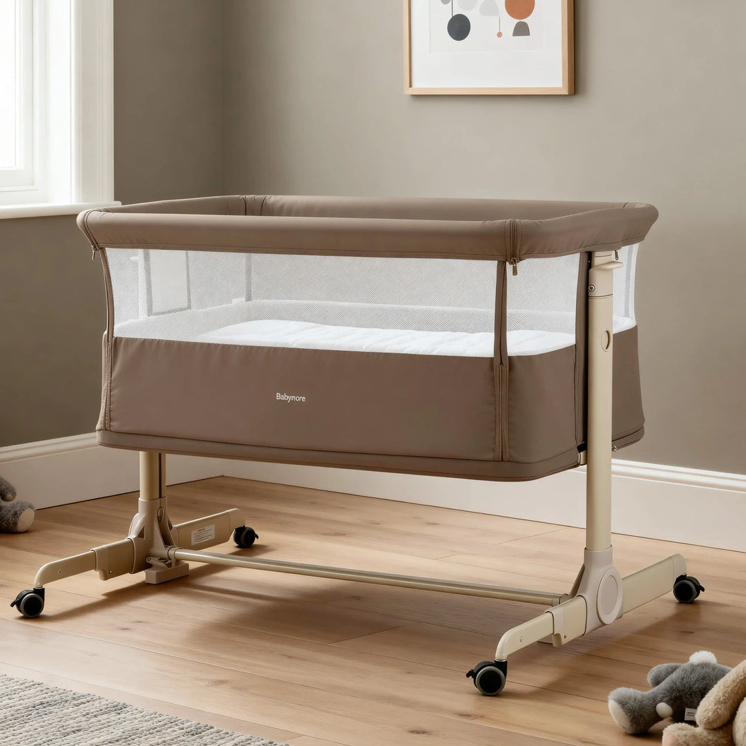 Babymore Neera Bedside Crib – Mocha