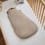 The Little Green Sheep Organic Muslin Baby Sleeping Bag in Truffle - 2.5 Tog