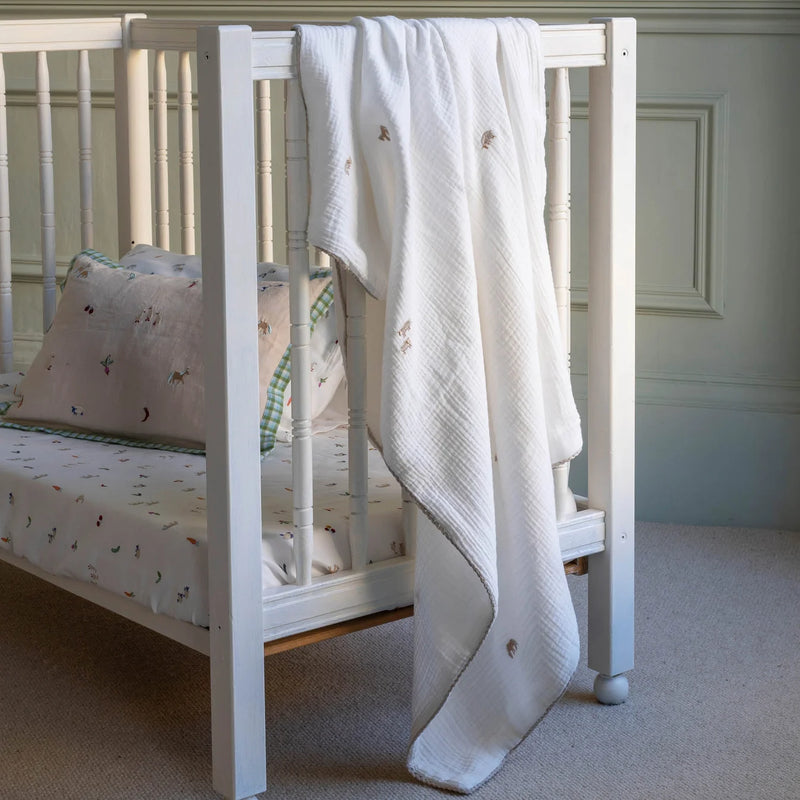 Avery Row Embroidered Muslin Blanket - Little Farm