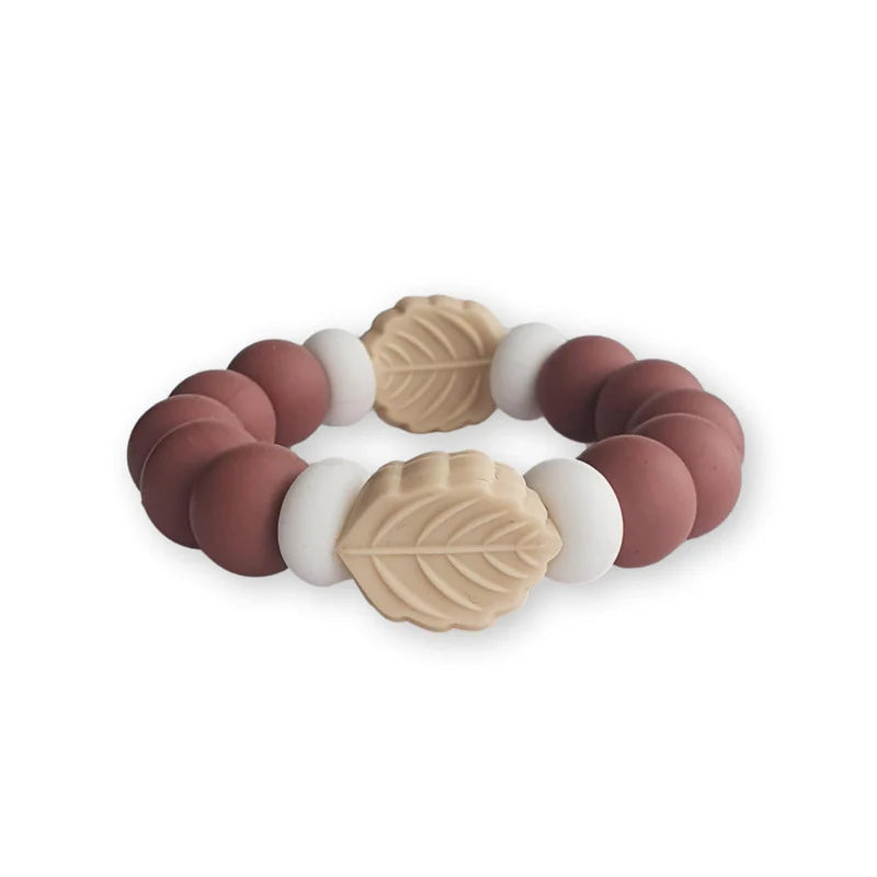 Chewies&More Silicone Leaf Teething Bangle - Blush