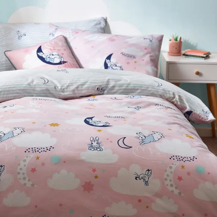 Peter Rabbit Sleepy Head Single Duvet Cover Set - Pink
