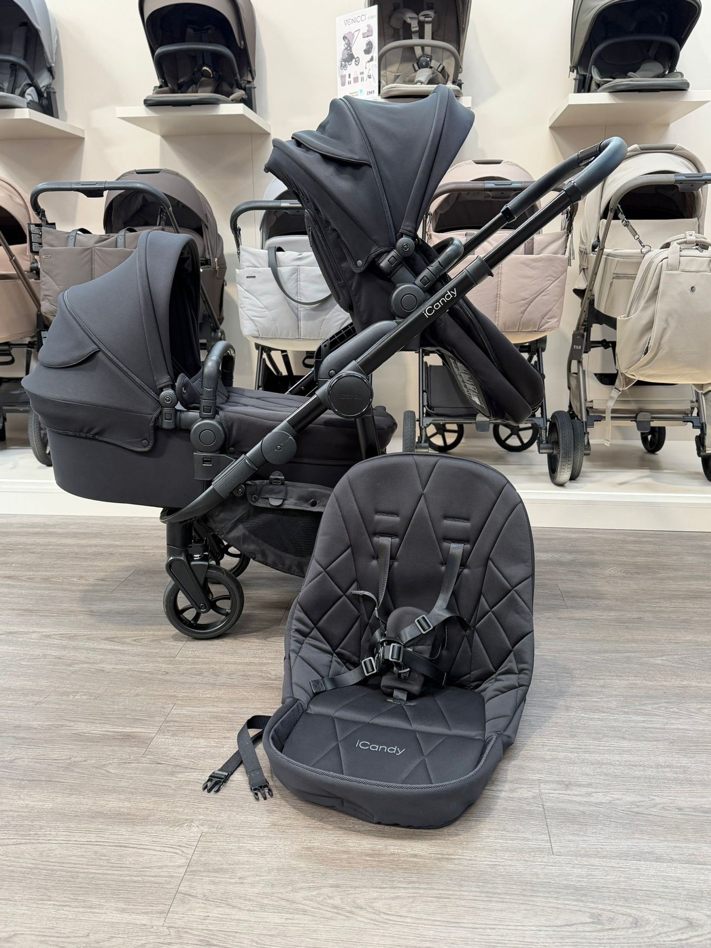 PRE LOVED iCandy Orange3 Double Pushchair Bundle - Black