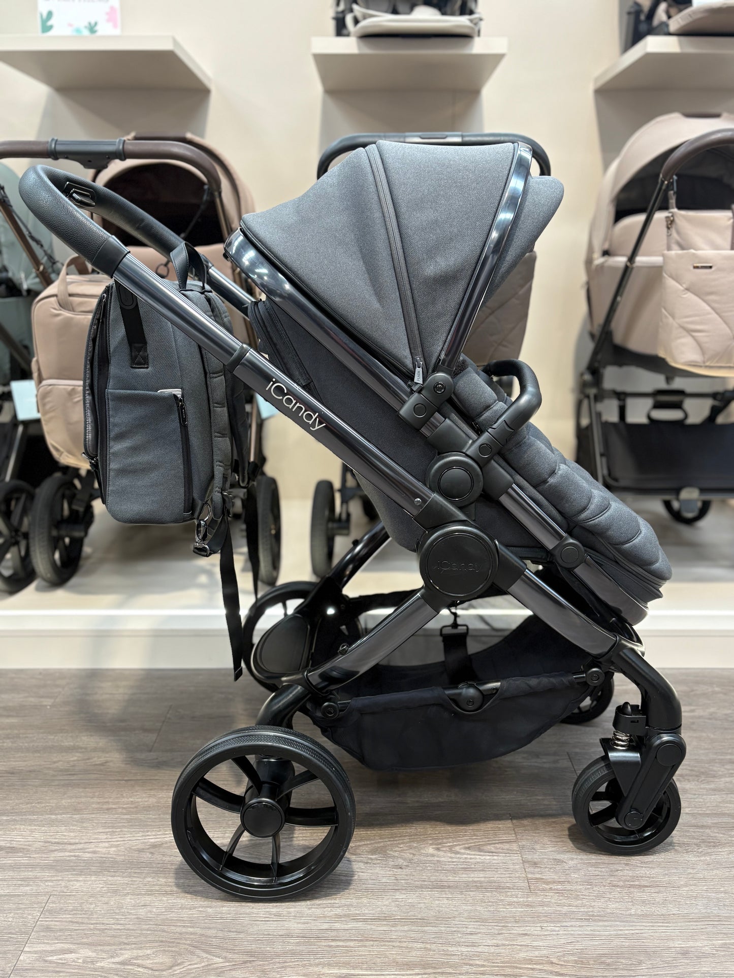 PRE LOVED iCandy Peach 7 Pram + Pushchair - Phantom/Truffle