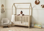 Tutti Bambini Casa 3 in 1 Mini Cot Bed + Roof Accessory Pack + Pocket Spring Mattress - Harvest Oak