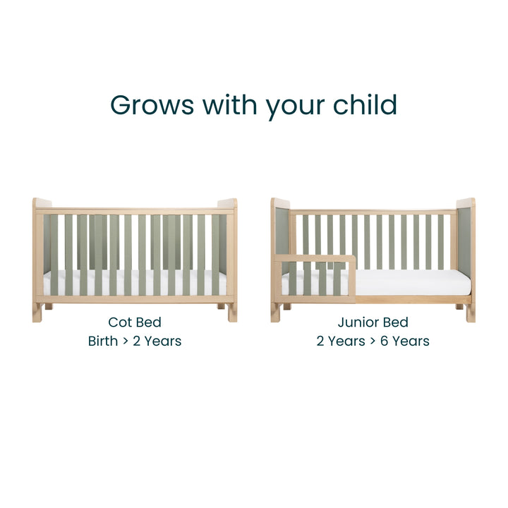 Tutti Bambini Kuba Cot Bed - Pickled Oak & Sage Weave