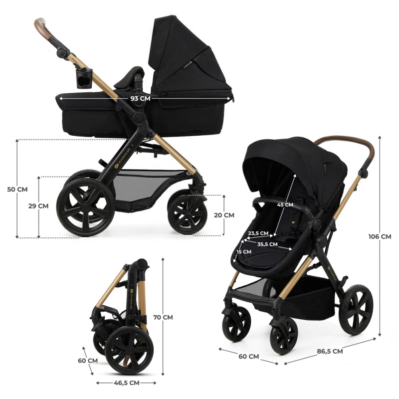 Kinderkraft Moov 2 3in1 Travel System With Mink Pro Car Seat - Pure Black