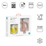 Matchstick Monkey & Banana Teether Gift Set - Dusty Pink