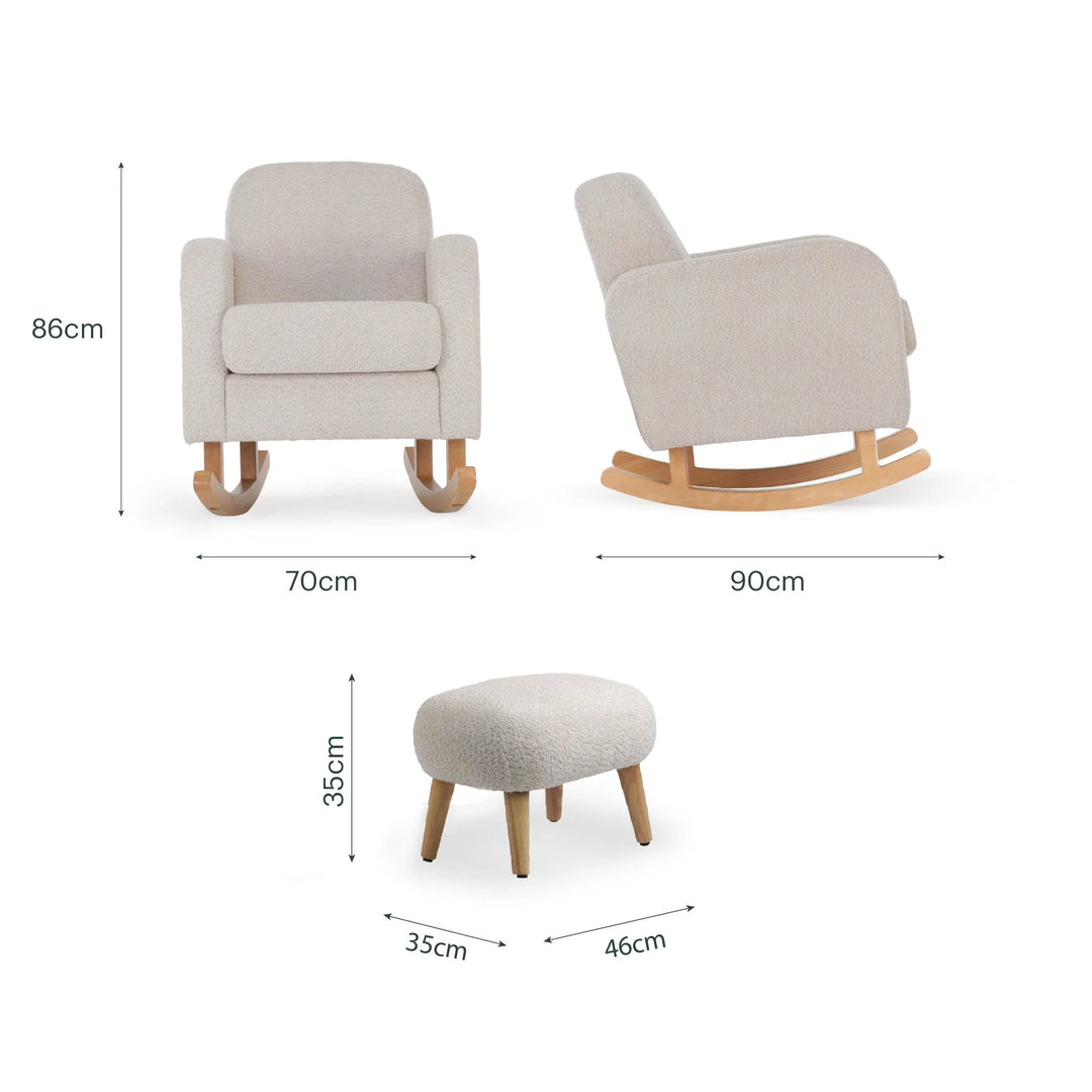 CuddleCo Etta Nursing Chair & Foot stool - Boucle Mushroom