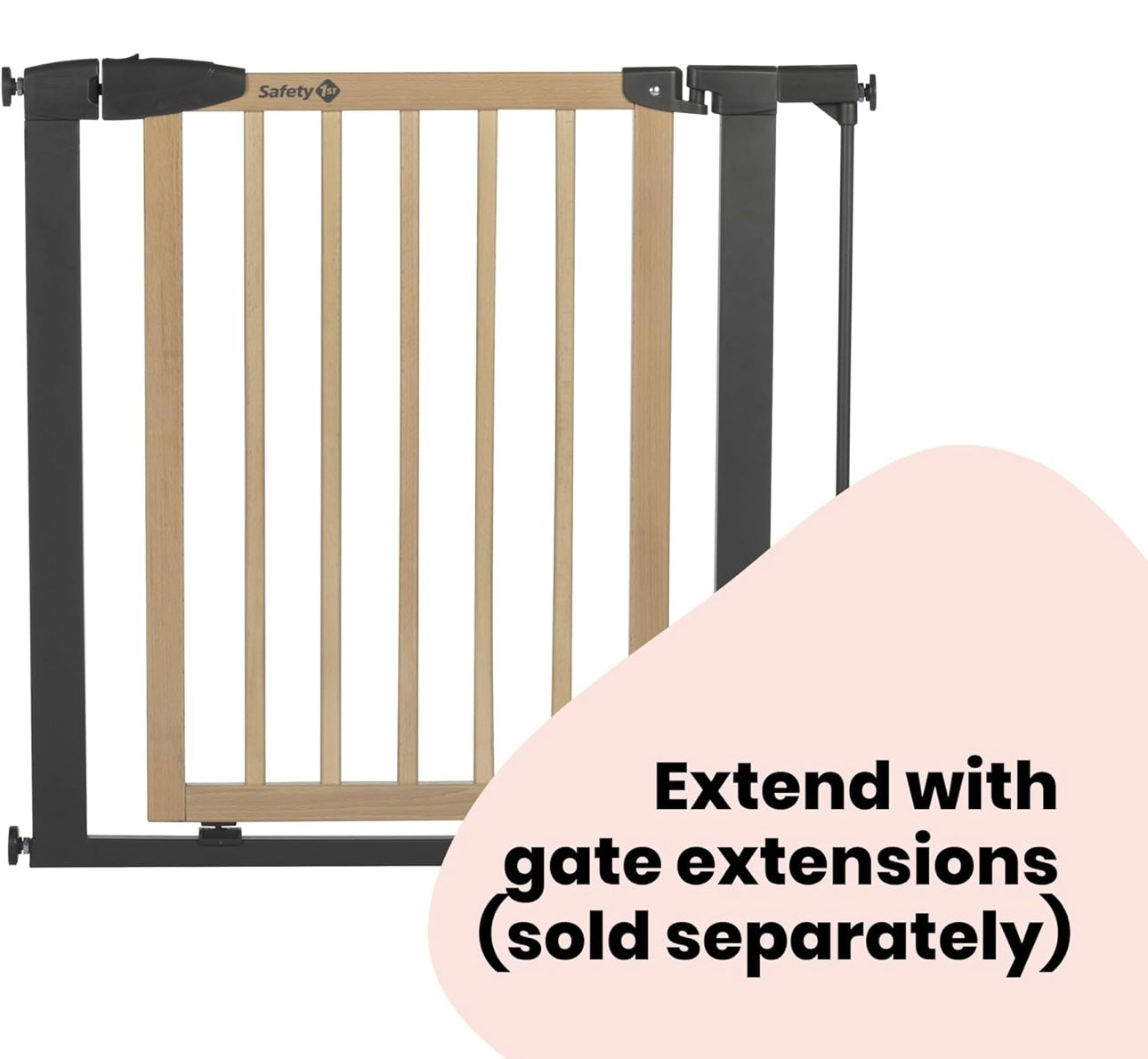 Safety 1st Simply Close Wood & Metal Pressure Fit Stair Gate - Natural