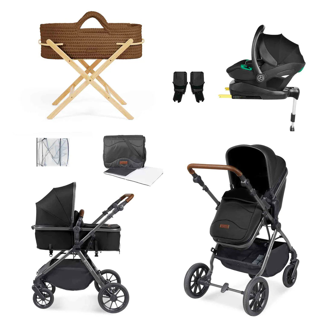 Ickle Bubba Cosmo All In One I-Size Travel System & Nova Moses Basket - Black