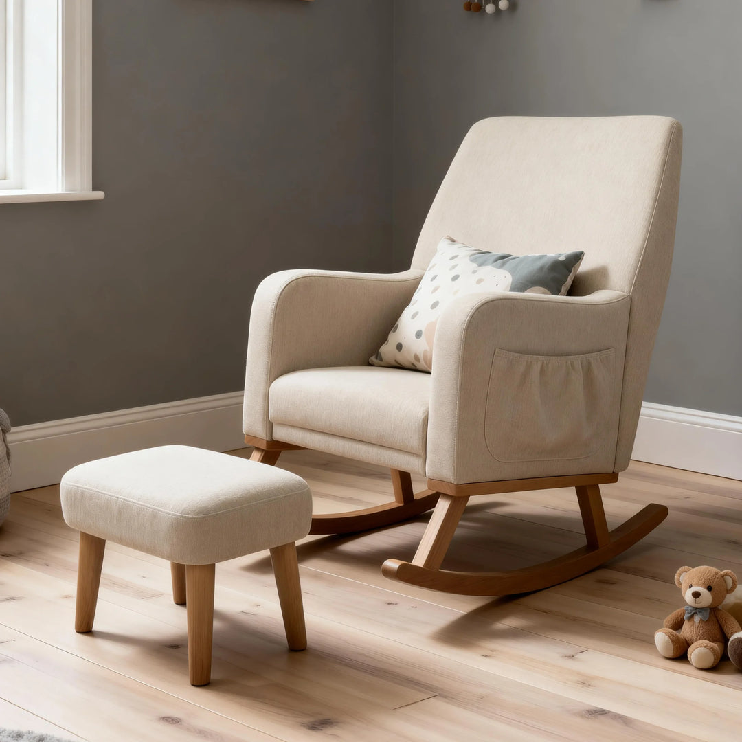 Babymore Callie Nursing Chair with Stool – Oatmeal