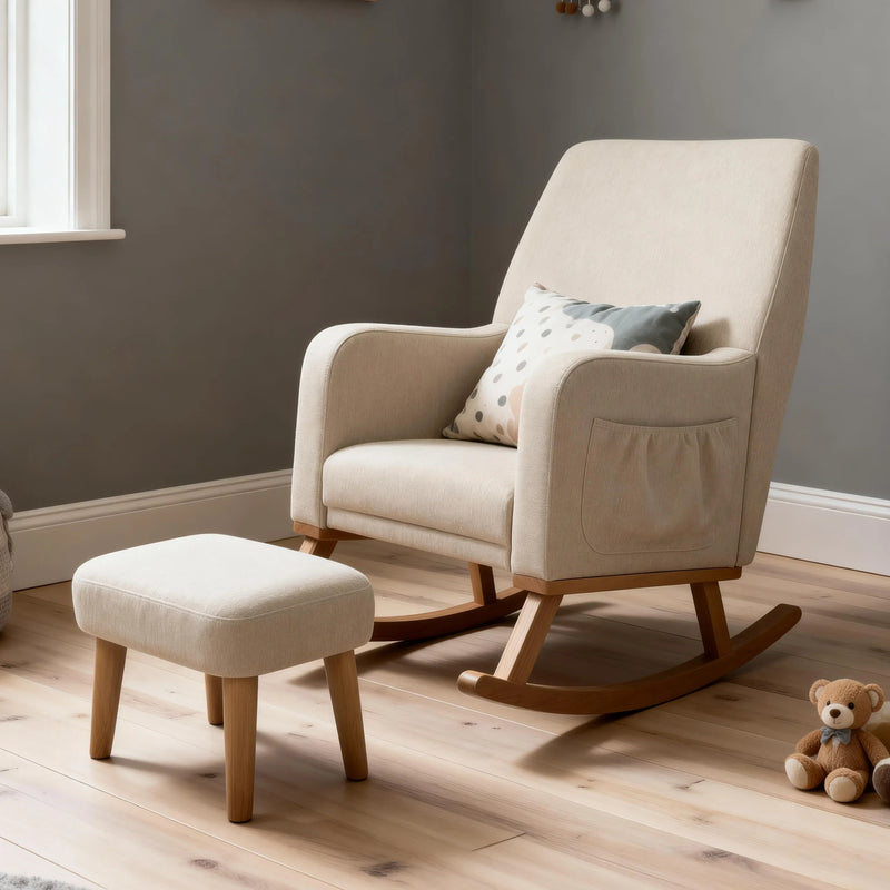 Babymore Callie Nursing Chair with Stool – Oatmeal