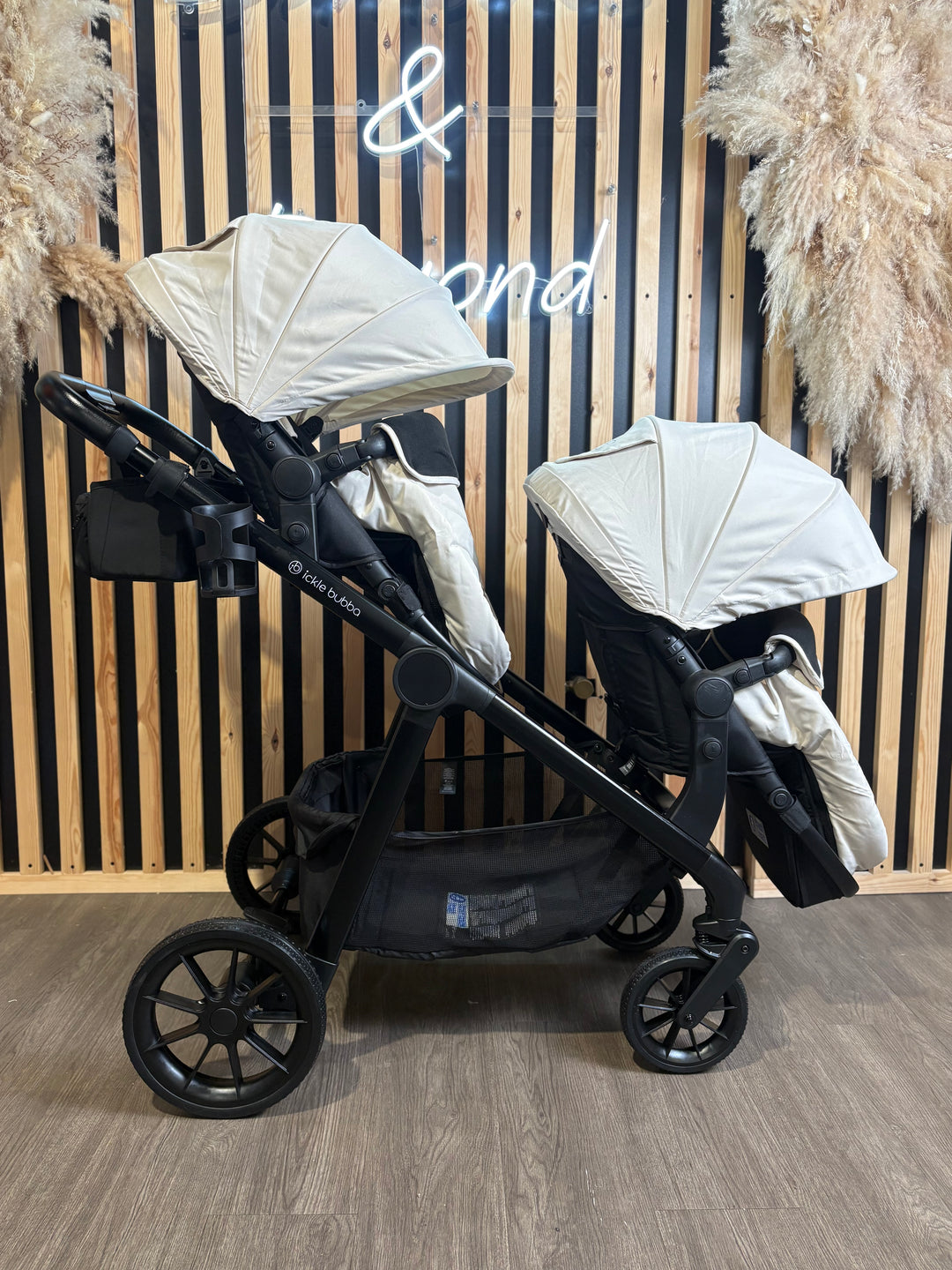 PRE LOVED Ickle Bubba Virgo Double Pushchair - Stone