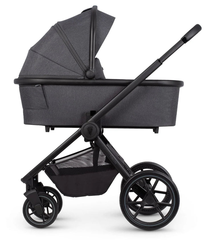 Venicci Tinum Edge, Cabriofix Isize + Isofix Base, Oyster Wiggle Crib + Kinderkraft Lumi2 Swing Bundle - Charcoal Dark Grey