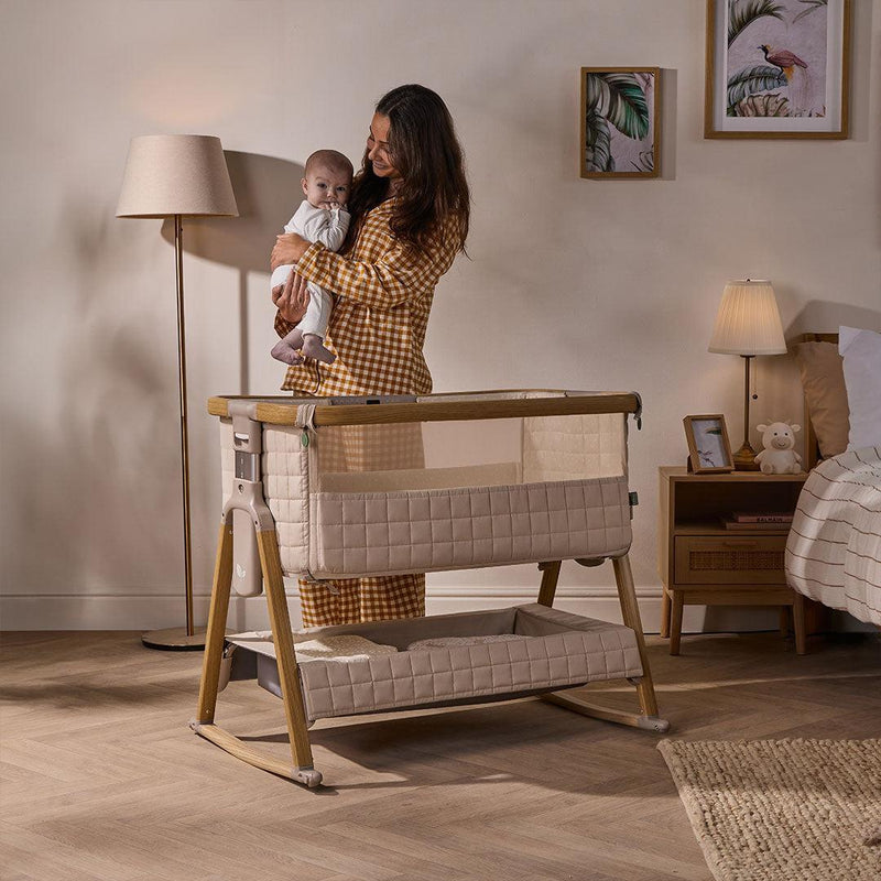 Tutti Bambini Cozee Sense Bedside Crib - Toasted Oak/Sand