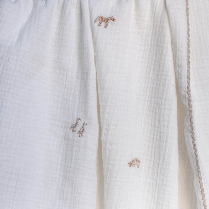 Avery Row Embroidered Muslin Blanket - Little Farm