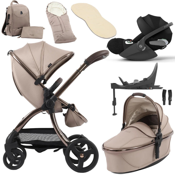 Egg3, Cybex Cloud T (Black) + Base T Travel System- Houndstooth Almond