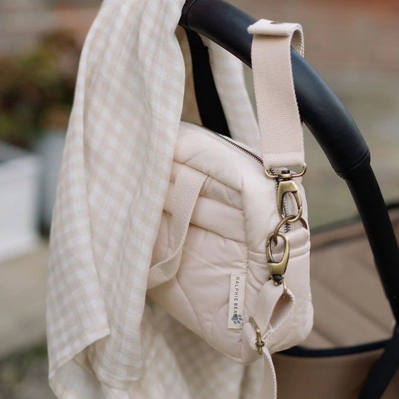 Ralphie Bear Quilted Changing Stroller Bag - Beige/Scallop