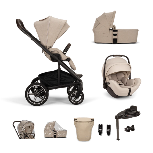 Nuna MIXX next, Arra Flex + Base Curv Travel System Bundle - Biscotti