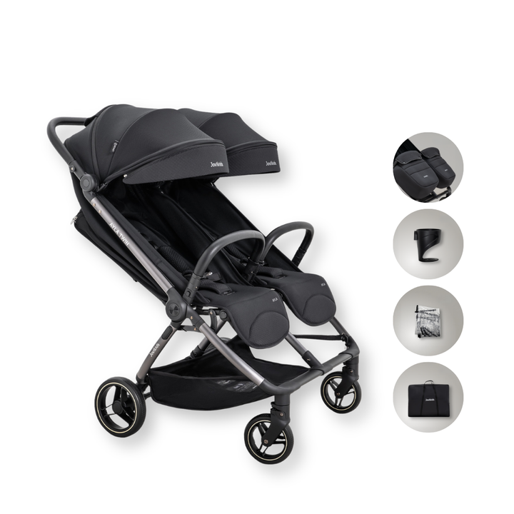JoviKids Ayla Compact Twin Pushchair - Black
