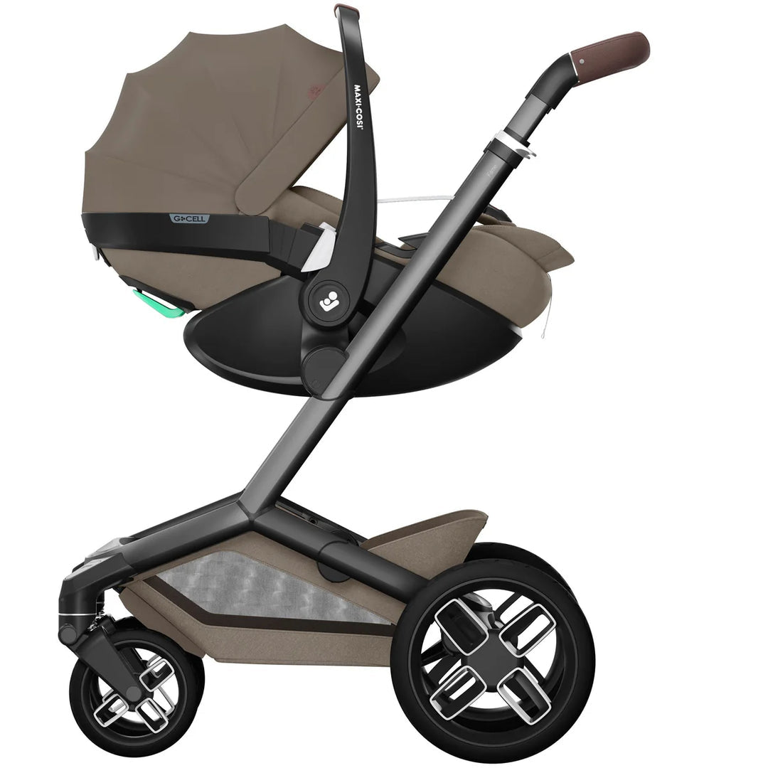 Maxi-Cosi Fame 14 Piece Premium Travel System + Home Bundle - Twillic Truffle/Black