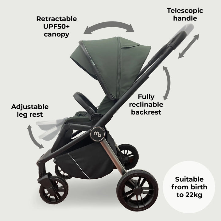 My Babiie Mb450i Pushchair - Forest Green