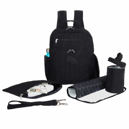 Inca Quilted Baby Changing Backpack - Quilted Black
