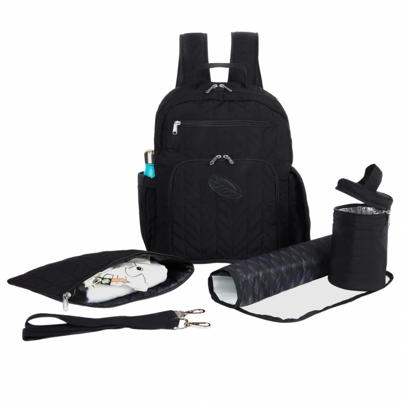 Inca Quilted Baby Changing Backpack - Quilted Black