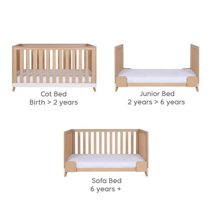 Tutti Bambini Hygge Cot Bed - White/Light Oak