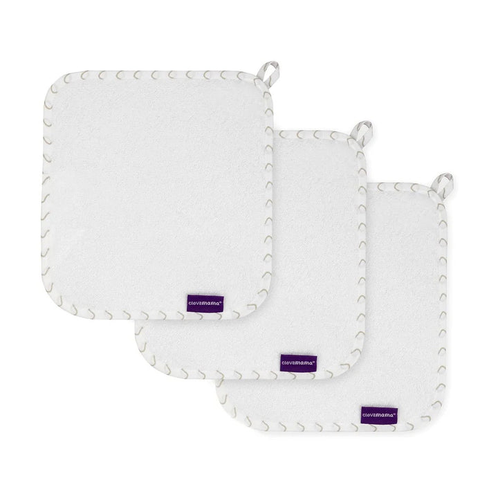 Clevamama Bamboo Baby Washcloth - 3pk (White & Grey)