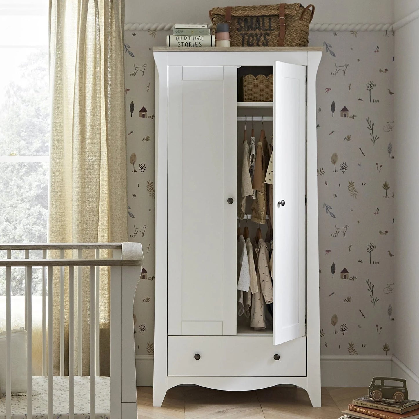 CuddleCo Clara 2 Door Double Wardrobe - White & Ash