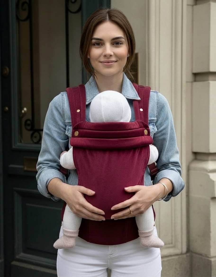 Bizzi Growin Velvet Baby Carrier - Velvet Cherry