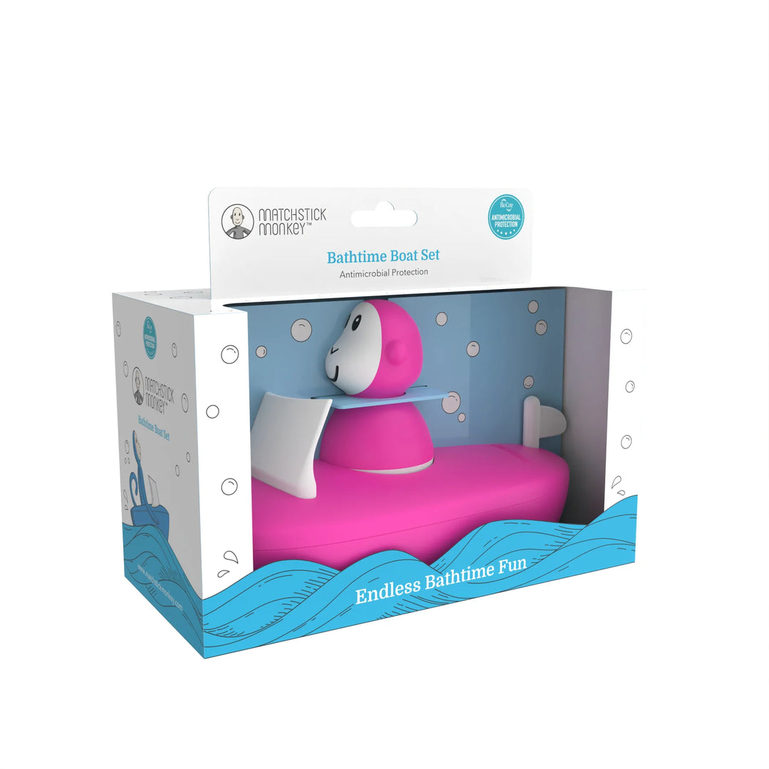 Matchstick Monkey Bathtime Boat Set - Pink