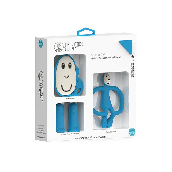 Matchstick Monkey Teether Starter Set - Blue