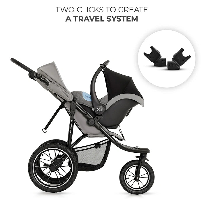 Kinderkraft Helsi2 3-Wheeled All Terrain Pushchair - Black