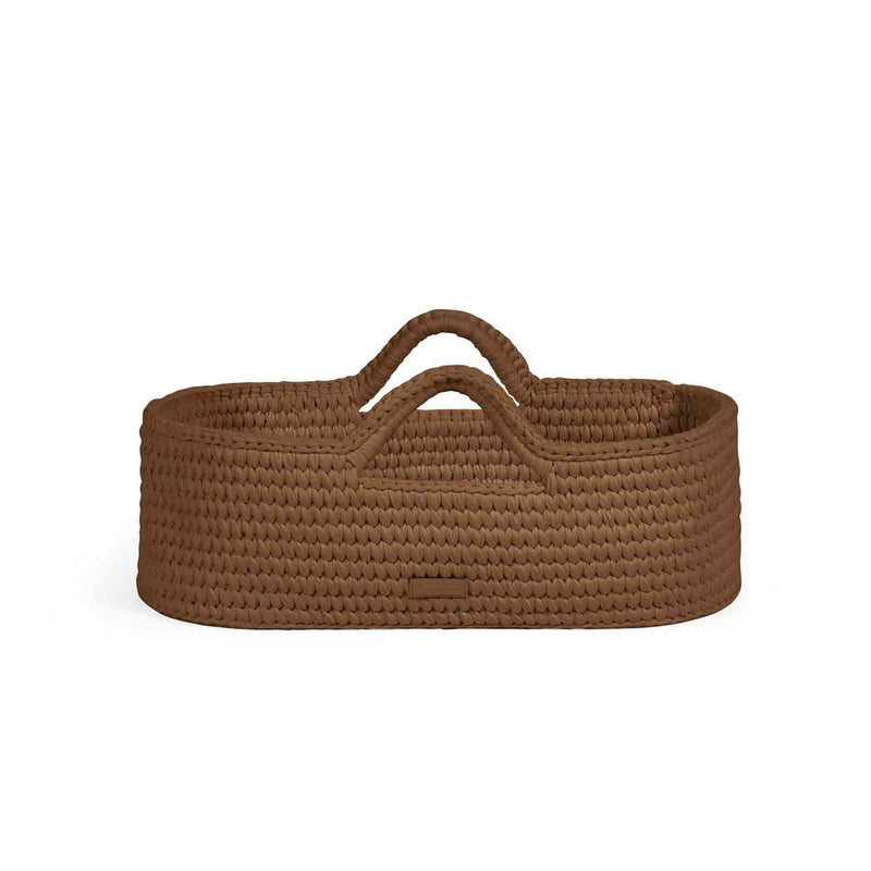 Ickle Bubba Nova Crochet Moses Basket + White Stand - Mocha