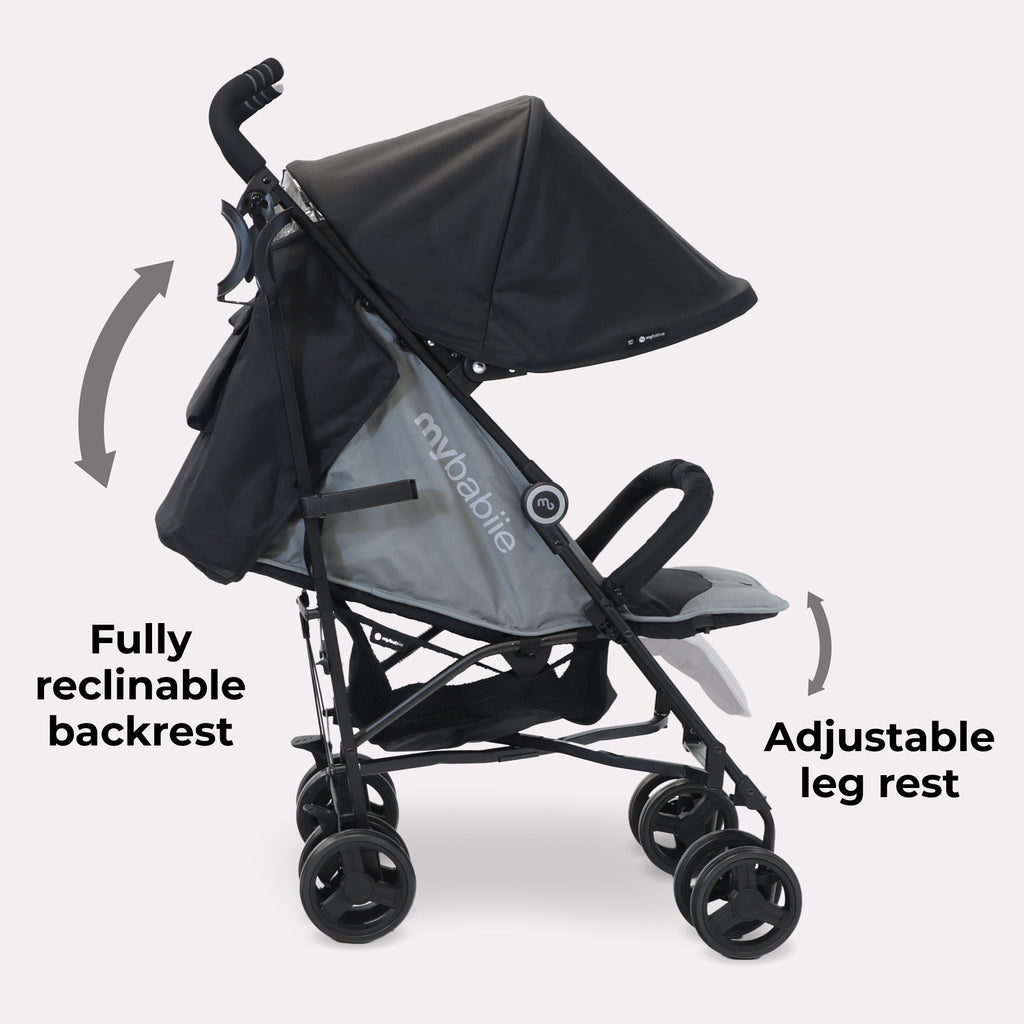 My Babiie MB02 Plus Lightweight Stroller - Black/Grey
