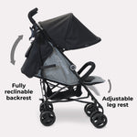 My Babiie MB02 Plus Lightweight Stroller - Black/Grey