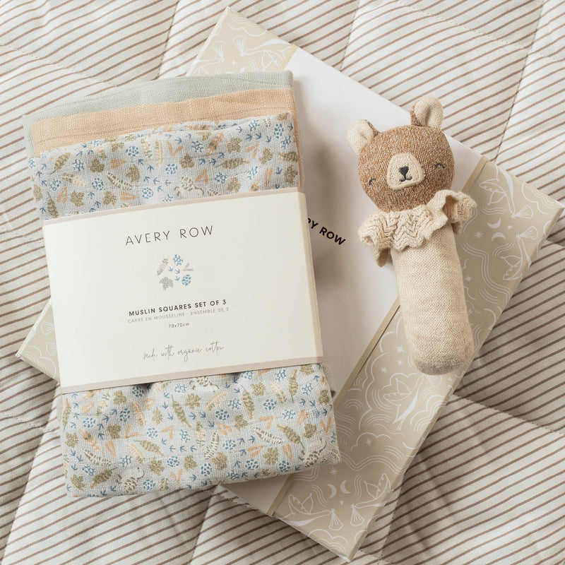 Avery Row Rattle & Care New Baby Gift Set - Nature Trail