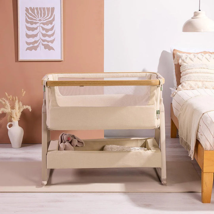 Tutti Bambini Cozee Air 2 Bedside Crib - Toasted Oak/Sand