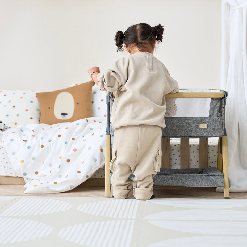 Tutti Bambini CoZee Mini Me Play Crib - Oak & Charcoal