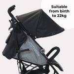 My Babiie MB02 Plus Lightweight Stroller - Black/Grey