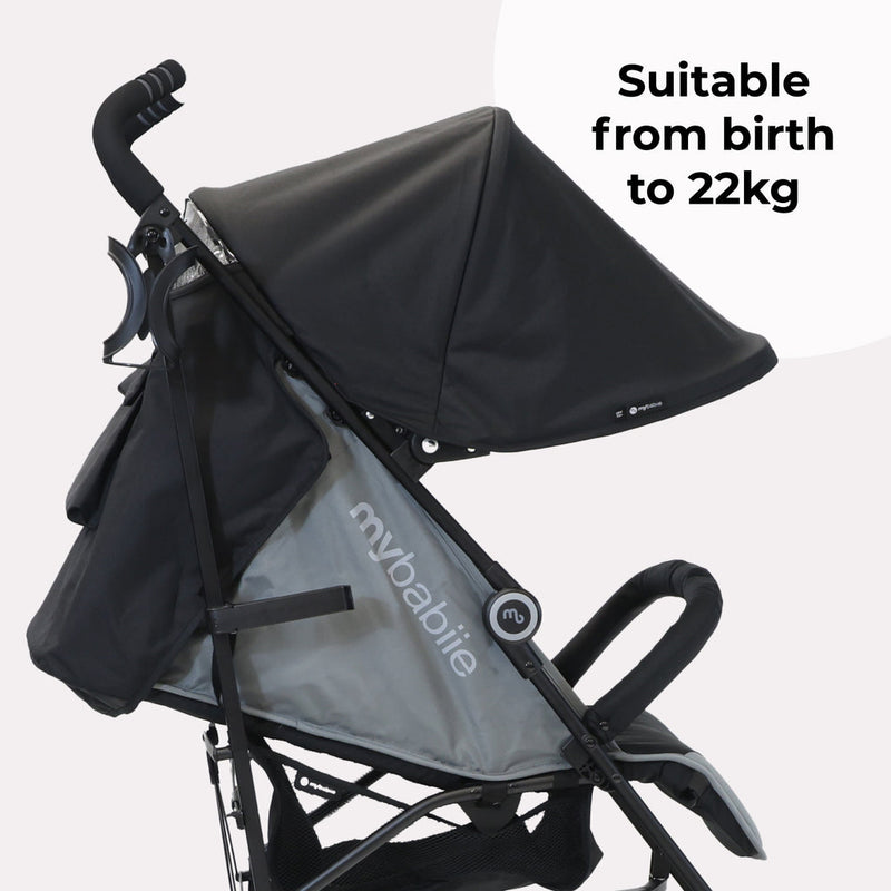 My Babiie MB02 Plus Lightweight Stroller - Black/Grey