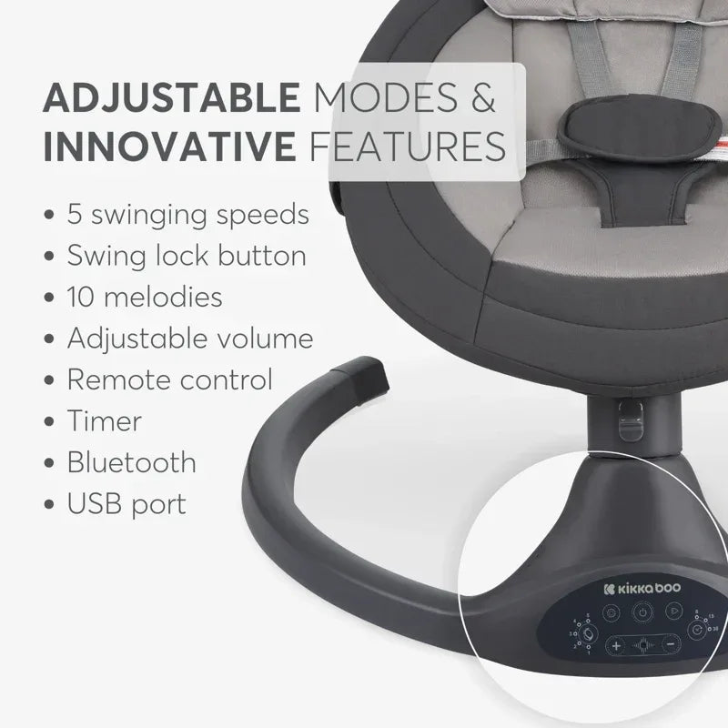 Kikkaboo Electrical Side To Side Codie Swing - Dark Grey